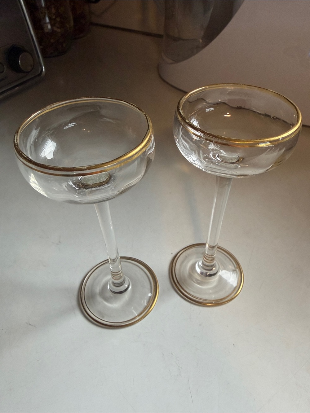 Crystal Cocktail Coupes with Gold Rim - Set of 2